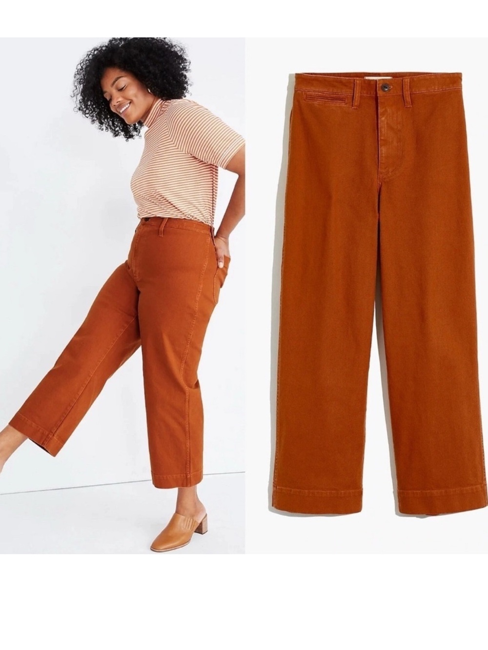 Madewell Emmett Wide Leg Crop Pants Orange Terracotta Size 28 P Petite
